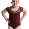 Men Capezio Leotards | Studio Collection Mesh Yoke Short Sleeve Leotard - Girls