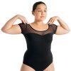 Women Capezio Leotards | Studio Collection Mesh Yoke Ss Leotard Black