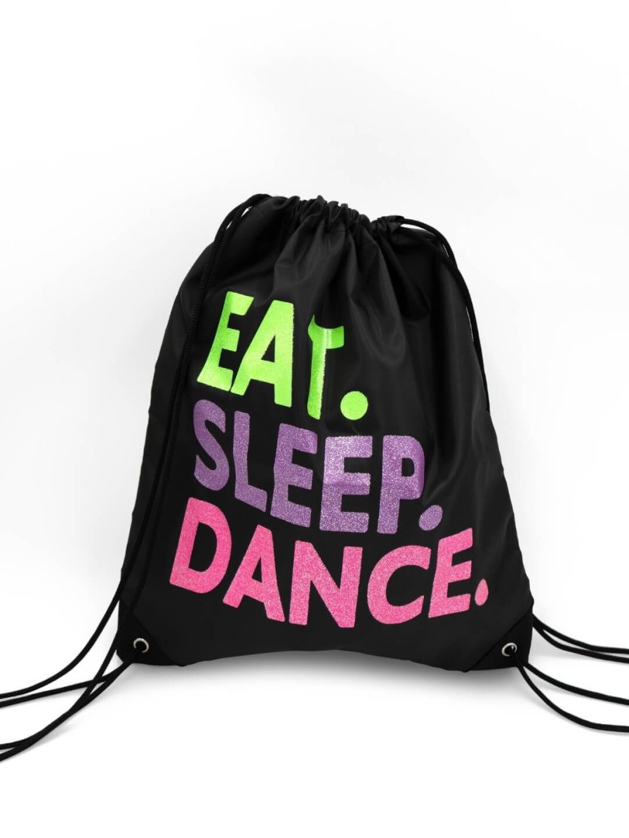 Accessories Capezio | Eat. Sleep. Dance. Drawstring Bag Black