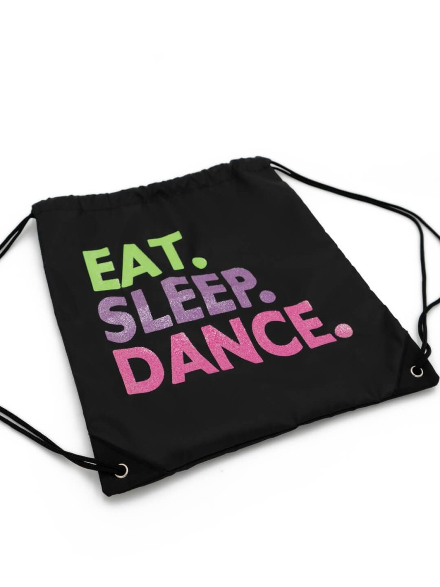 Accessories Capezio | Eat. Sleep. Dance. Drawstring Bag Black