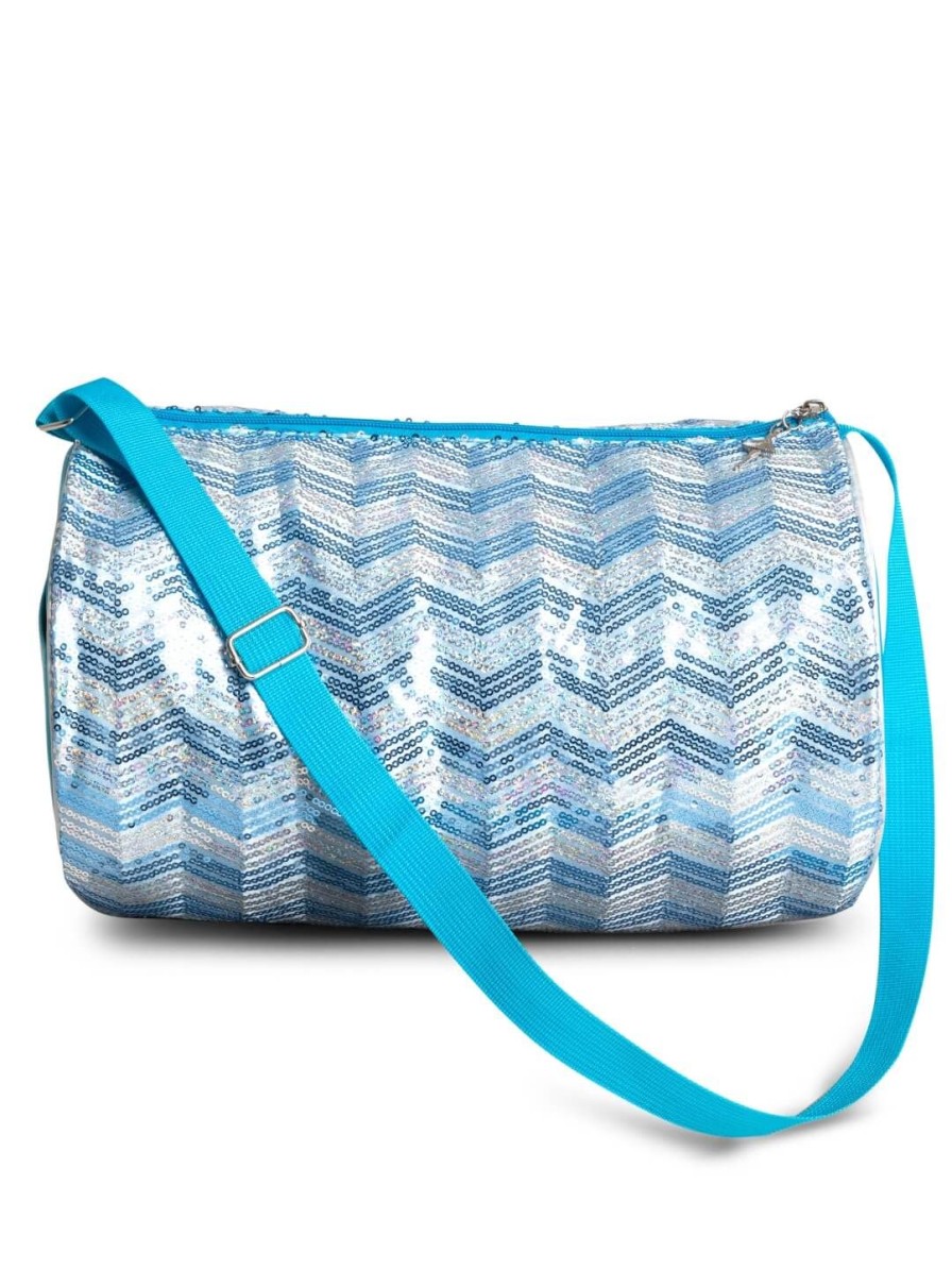 Accessories Capezio | Chevron Barrel Bag Light Blue Sequin